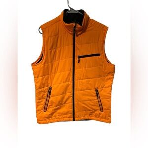Pearl‎ Izumi Mens Size Medium Spell Out Full Zip Puffer Vest Jacket Orange